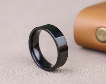 Individuell gravierter 6mm Schwarz/Silber Edelstahlring, Unisex Ring, Edelstahlring, Individuell gravierter Ring, personalisierter Ring