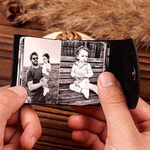 Photo Album Keychain,Personalized Gift for Him,Anniversary Gift,Boyfriend Birthday,Christmas Gift,Leather Accessory Gift,Custom Couples Gift