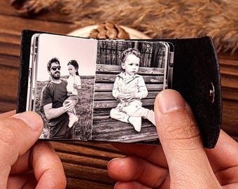 Sleutelhanger fotoalbum, gepersonaliseerd cadeau voor hem, jubileumcadeau, verjaardag vriendje, kerstcadeau, lederen accessoire cadeau, aangepast cadeau koppels