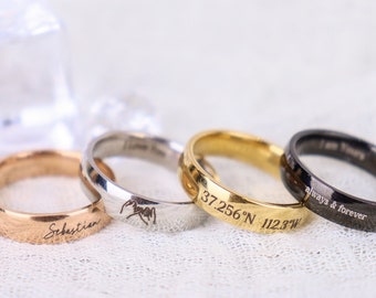 Personalized Word Ring - Custom Name Ring-Dainty Name Ring - Personalized Stacking Ring Gift - Unisex Ring - Unique Anniversary Gift for Her