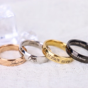 Personalized Word Ring - Custom Name Ring-Dainty Name Ring - Personalized Stacking Ring Gift - Unisex Ring - Unique Anniversary Gift for Her