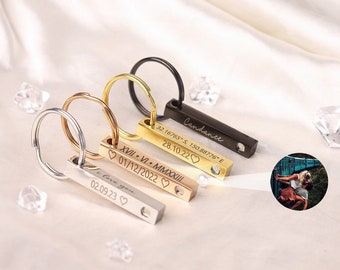 Custom Projection Photo Keychain for For Him For Her, Personalized Keychain with Photo Inside,  Best Gift for Him Dad Husband Mom