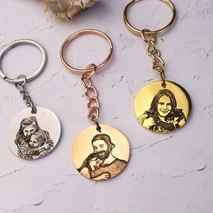 Real Picture Keychain • Custom Portrait • Personalized Keychain • Valentines Day Gift • Anniversary Gift Keychain • Gift for Family