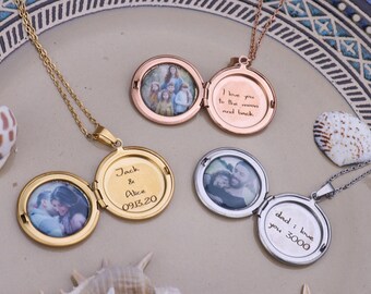 Personalized Locket Necklace in Gold, Rose Gold, and Silver | Customized Gift | Personalized Jewelry | locket necklace Wife Anniversary Gift