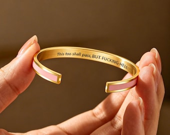 This Too Shall Pass Bracelet,Engraved Inspirational Message Bracelet,Minimalist Custom Jewelry, Secret Message Bracelet, Gift For Her