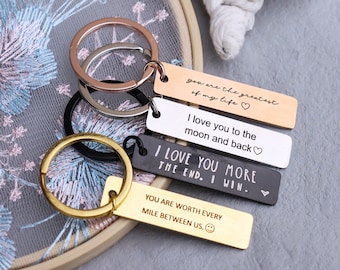 Engraved Metal Keychain Personalized Keychain Birthday Key Ring Drive Safe Keychain Custom Bar Keychain with Name Stainless Keychain for Men