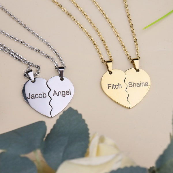 Customizable photoSet of Fashion Magnetic Heart Couple Necklace For Women Men