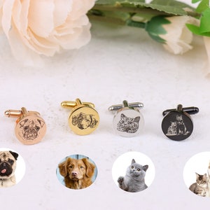 Custom Cuff Links,Pet Portrait Cufflinks -Memorial Cuff Links -Groom Gift from Bride on Wedding Day - Personalized Wedding Gift For Him