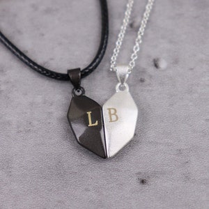 Personalized Lovers Necklace,Couple necklace, heart necklace, 2 pieces magnetic friendship necklace, gift for valentine&#39;s day, gift for her