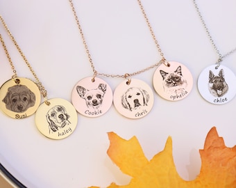 Custom Pet Photo Necklace Dog Memorial Gifts  Pet Portrait Cat Custom Dog Pet Loss Gift Personalized Pet Jewelry,Gift for Him&Her