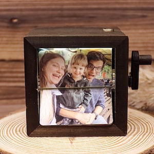 Personalized Photo Flipbook: Custom Black Walnut Animation Box with Light