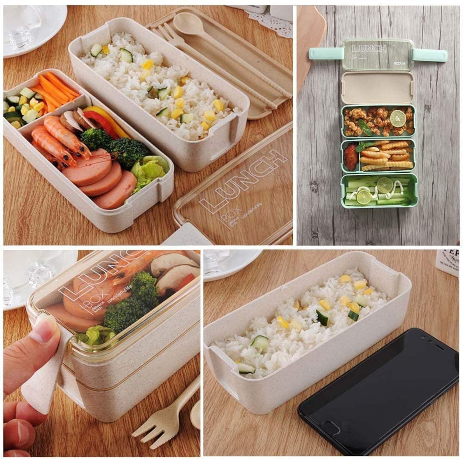 Lunch Box 3Layer Bento Box with fork and spoon Etsy