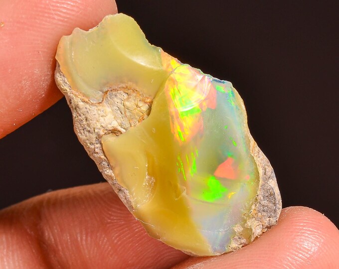 Supreme Top Grade Quality 100% Natural Welo Fire Ethiopian Opal Fancy Rough Loose Gemstone For Making Jewelry 28X15X6 MM 10.50 Cts. KR57-10