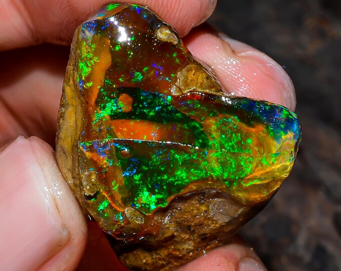 Opal Rough Gemstone, Natural Crystal Opal Rough,Welo Fire Crystal Opal, Flashy Fire Specimens Ethiopian Opal Raw, Oil Opal Rough,42.00 Cts.