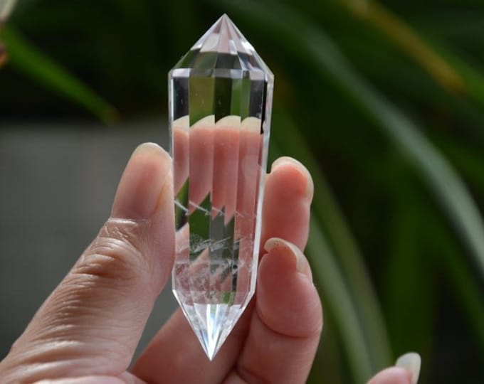 Natural Water Clear Crystal Quartz 12 Sided Vogel Style Point Wand Healing Reiki Energy Spiritual, 3.84 inch