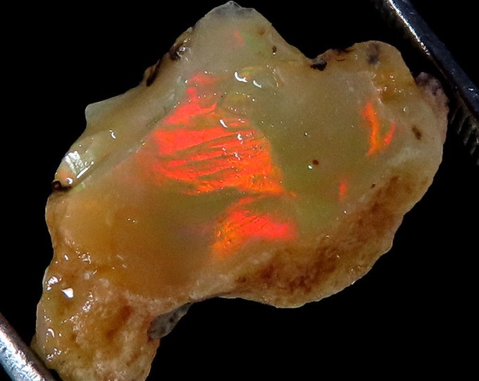 Fabulous Top Grade Quality 100% Natural Welo Fire Ethiopian Opal Fancy Rough Loose Gemstone For Making Jewelry 10x17x09 MM 05.00 Cts.