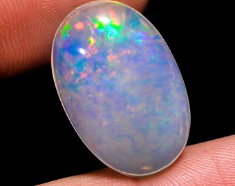 Opal Cabochon: Stunning Loose Gemstone for Jewelry Making, 10.50 Crt,Natural white Rainbow fire Ethiopian opal cabochon.