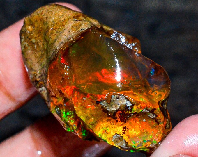 Opal Rough Gemstone, Natural Crystal Opal Rough,Welo Fire Crystal Opal, Flashy Fire Specimens Ethiopian Opal Raw, Oil Opal Rough,105.50 Cts.