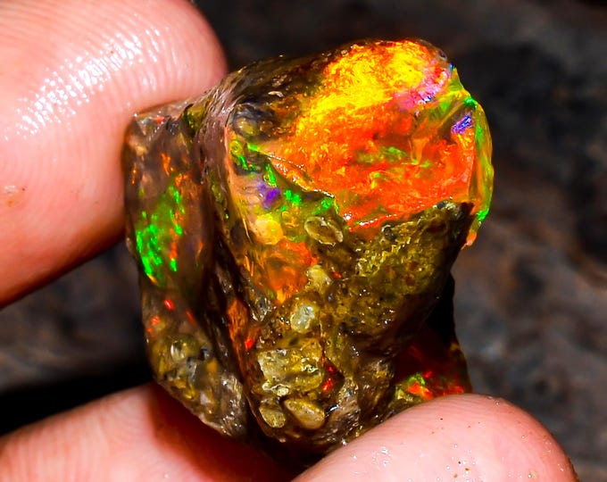 Opal Rough Gemstone, Natural Crystal Opal Rough,Welo Fire Crystal Opal, Flashy Fire Specimens Ethiopian Opal Raw, Oil Opal Rough, 24.00 Cts.