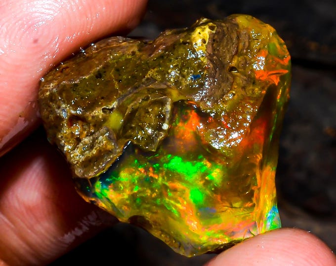 Opal Rough Gemstone, Natural Crystal Opal Rough,Welo Fire Crystal Opal, Flashy Fire Specimens Ethiopian Opal Raw, Oil Opal Rough, 19.50 Cts.