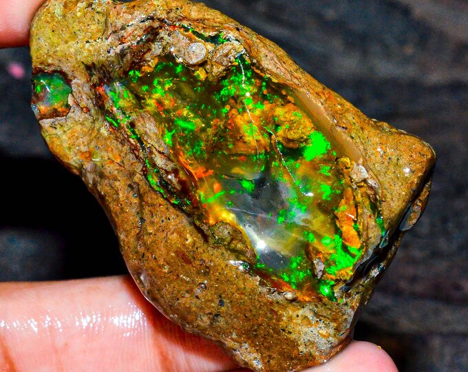 Opal Rough Gemstone, Natural Crystal Opal Rough,Welo Fire Crystal Opal, Flashy Fire Specimens Ethiopian Opal Raw, Oil Opal Rough, 108.50 Cts
