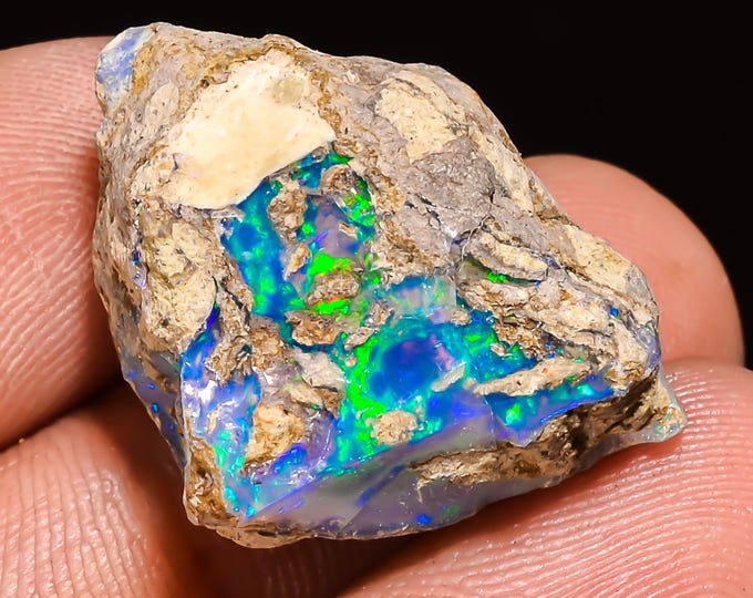 21.5 Cts. 100% Natural Welo Fire Ethiopian Opal Rough Loose Gemstone 24x18x11 MM