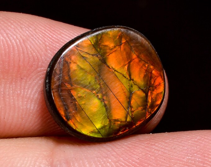 Amazing Top Grade Quality 100% Natural Ammolite Oval Shape Cabochon Loose Gemstone For Making Jewelry 14X12X3 MM 07.00 Cts. KR41-26