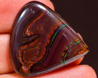 Koroit Boulder Opal Heart Cabochon: Natural Gemstone for Jewelry (27X26X4 MM, 30.50 Cts.)