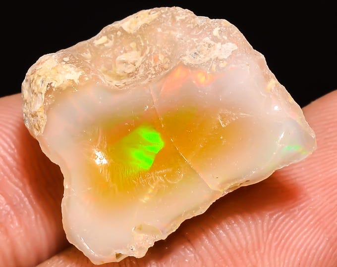 17.5 Cts. 100% Natural Welo Fire Ethiopian Opal Rough Loose Gemstone 22x19x13 MM