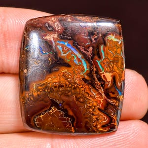 Piedra preciosa suelta de ópalo de roca 100 % natural de primera calidad, forma radiante, cabujón, para hacer joyas, 29 x 25 x 5 mm, 51,00 cts. KR44-22