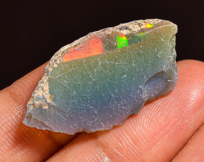 100% Natural Wire Fire Ethiopian Opal Rough Loose Gemstone 29X15X6 MM 10.50 Cts.