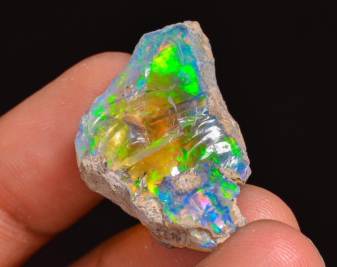 Attractive Top Grade Quality 100% Natural Welo Fire Ethiopian Opal Fancy Rough Loose Gemstone For Making Jewelry 27X17X12MM 24.50 Cts KR63-2