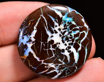 Boulder Opal Cabochon: Round Gemstone for Jewelry Making (27X27X7 MM, 53 Cts.)