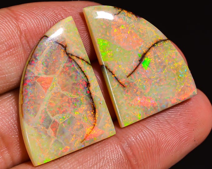 Unique Top Grade Quality 100% Natural Monarch Opal Fancy Shape Cabochon Loose Gemstone Pair For Making Earrings 25X18X2 MM 15.50 Cts KR43-49