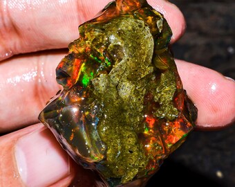 Opal Rough Gemstone, Natural Crystal Opal Rough,Welo Fire Crystal Opal, Flashy Fire Specimens Ethiopian Opal Raw, Oil Opal Rough,149.00 Cts.