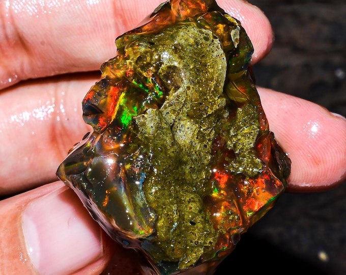 Opal Rough Gemstone, Natural Crystal Opal Rough,Welo Fire Crystal Opal, Flashy Fire Specimens Ethiopian Opal Raw, Oil Opal Rough,149.00 Cts.