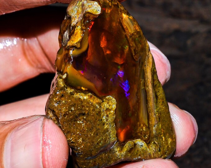 Opal Rough Gemstone, Natural Crystal Opal Rough,Welo Fire Crystal Opal, Flashy Fire Specimens Ethiopian Opal Raw, Oil Opal Rough,87.00 Cts.