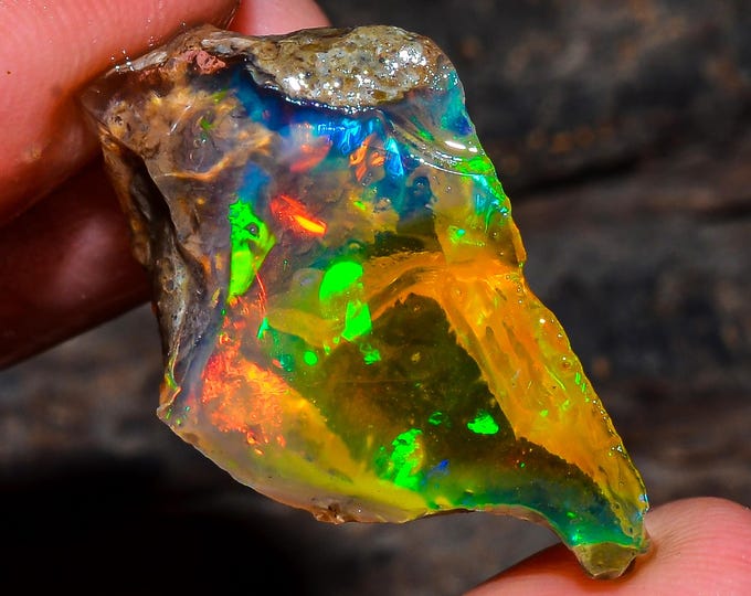 Opal Rough Gemstone, Natural Crystal Opal Rough,Welo Fire Crystal Opal, Flashy Fire Specimens Ethiopian Opal Raw, Oil Opal Rough, 16.50 Cts.