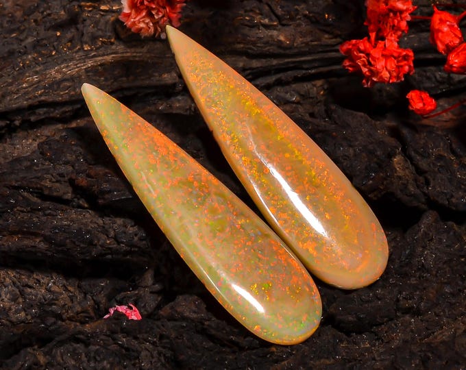 Incredible Top Grade Quality 100% Natural Monarch Opal Pear Shape Cabochon Gemstone Pair For Making Earrings 39X11X3 MM 13.50 Cts. KR43-39