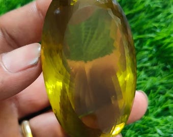 Lemon Quartz Gemstone, Lemon Quartz Faceted Elongated Oval Cut Gemstone Big Size Top Quality Lemon Gemstone 525 Carat