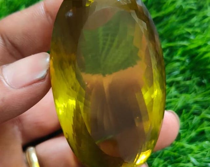 Lemon Quartz Gemstone, Lemon Quartz Faceted Elongated Oval Cut Gemstone Big Size Top Quality Lemon Gemstone 525 Carat