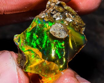 Opal Rough Gemstone, Natural Crystal Opal Rough,Welo Fire Crystal Opal, Flashy Fire Specimens Ethiopian Opal Raw, Oil Opal Rough, 10.50 Cts.