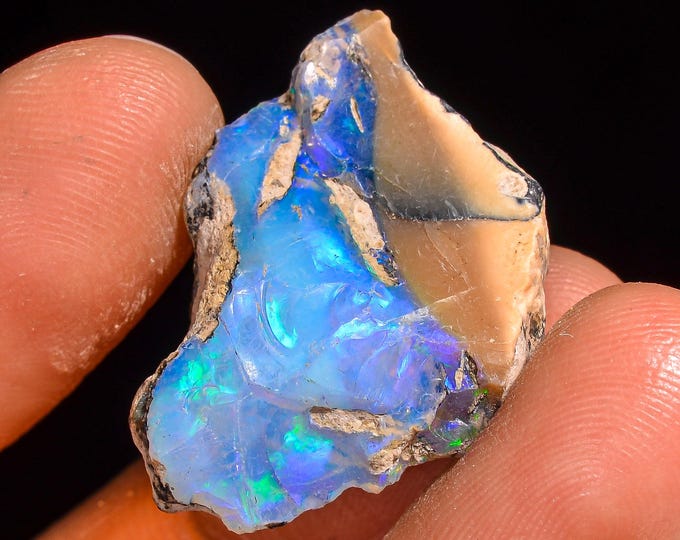 Beautiful Top Grade Quality 100% Natural Welo Fire Ethiopian Opal Fancy Rough Loose Gemstone For Making Jewelry 26X18X7 MM 13.50 Cts. KR61-4