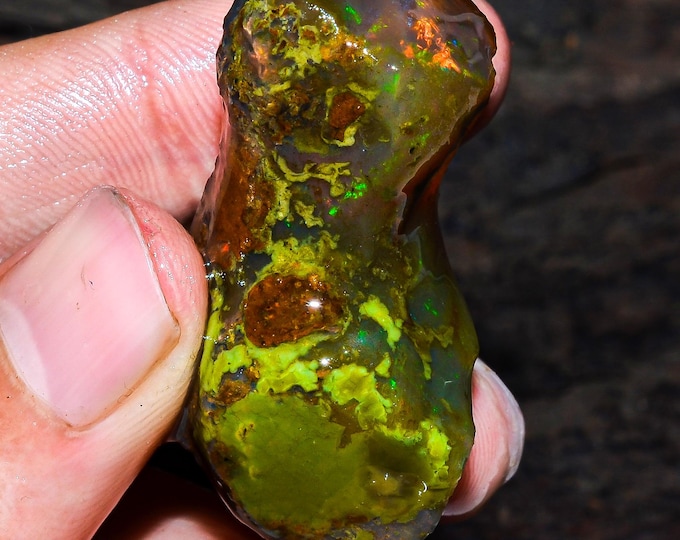 Opal Rough Gemstone, Natural Crystal Opal Rough,Welo Fire Crystal Opal, Flashy Fire Specimens Ethiopian Opal Raw, Oil Opal Rough,85.00 Cts.