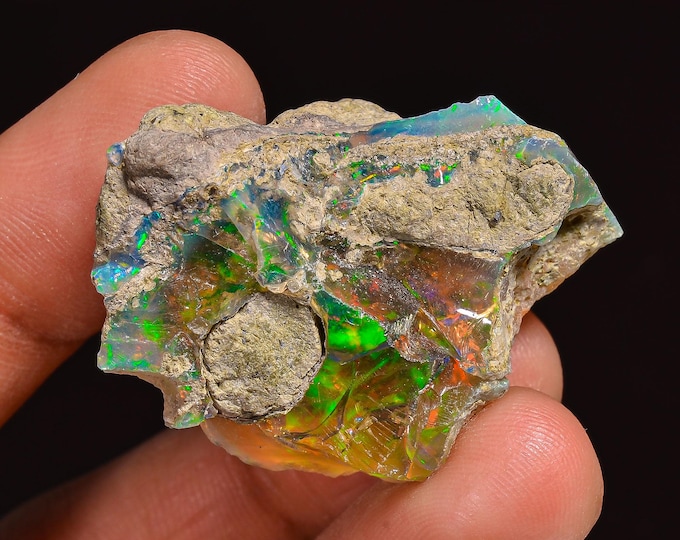 Fantastic Top Grade Quality 100% Natural Welo Fire Ethiopian Opal Fancy Rough Loose Gemstone For Making Jewelry 35X25X16MM 53.50 Cts KR63-11