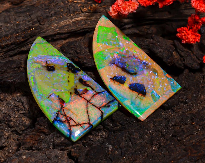 Mind Blowing Top Grade Quality 100% Natural Monarch Opal Fancy Shape Cabochon Gemstone Pair For Making Earrings 39X22X2 MM 30.50 Cts KR43-41