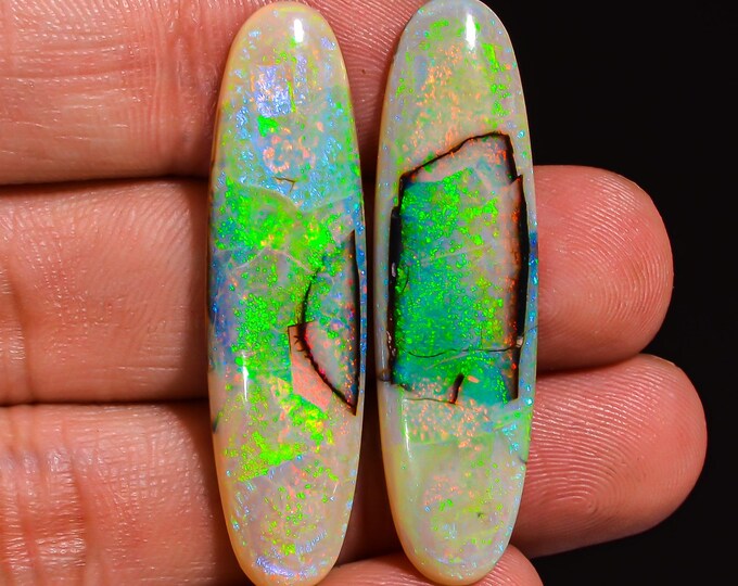 16.50 Cts Natural Monarch Opal Oval Cabochon Loose Gemstone, , Ideal Gift for Artisan Jewelry Lovers Pair For Making Earrings KR43-53