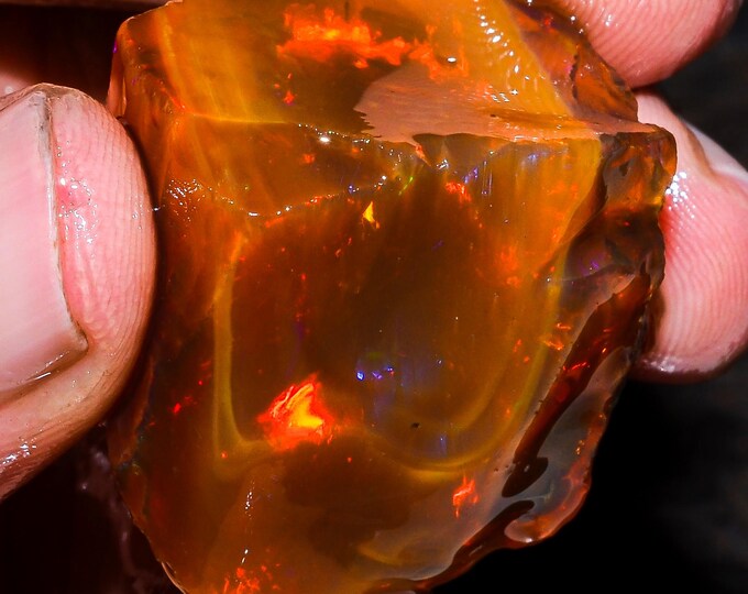 Opal Rough Gemstone, Natural Crystal Opal Rough,Welo Fire Crystal Opal, Flashy Fire Specimens Ethiopian Opal Raw, Oil Opal Rough, 77.00 Cts.