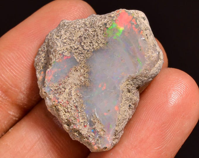 100% Natural Wire Fire Ethiopian Opal Rough Loose Gemstone 27X22X9 MM 24.00 Cts.