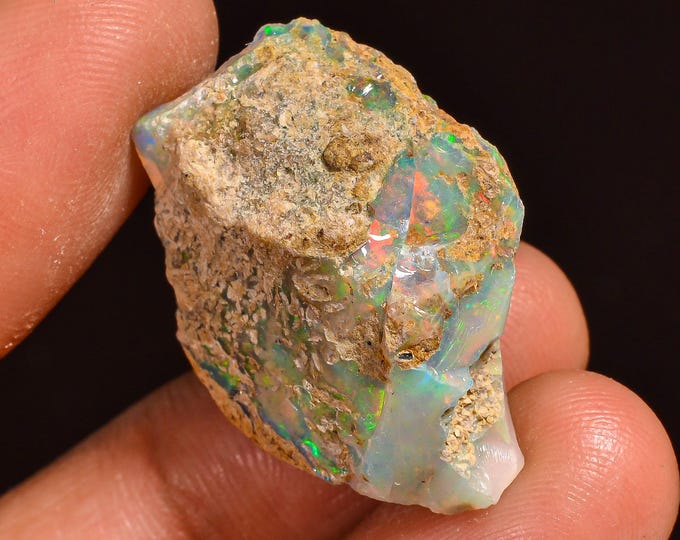 100% Natural Wire Fire Ethiopian Opal Rough Loose Gemstone 28X21X11MM 23.50 Cts.